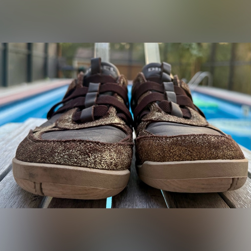 Diesel Motion W Sneakers Leather Brown Gold Metallic Women’s 7 - Picture 3 of 9